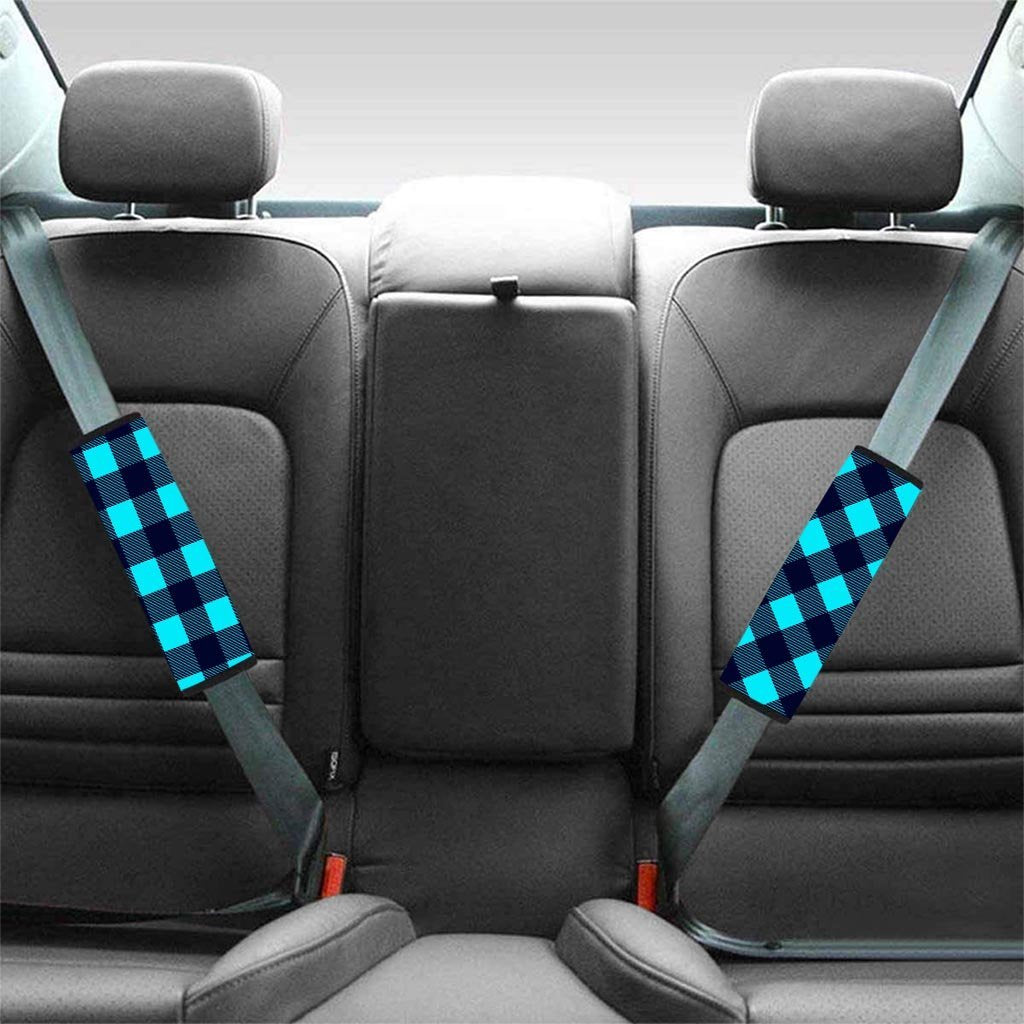 Blue Plaid Print Seat Belt Cover-grizzshop