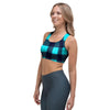 Blue Plaid Print Sports Bra-grizzshop