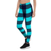 Blue Plaid Print Women's Leggings-grizzshop