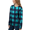 Blue Plaid Print Women's Sweatshirt-grizzshop