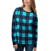 Blue Plaid Print Women's Sweatshirt-grizzshop