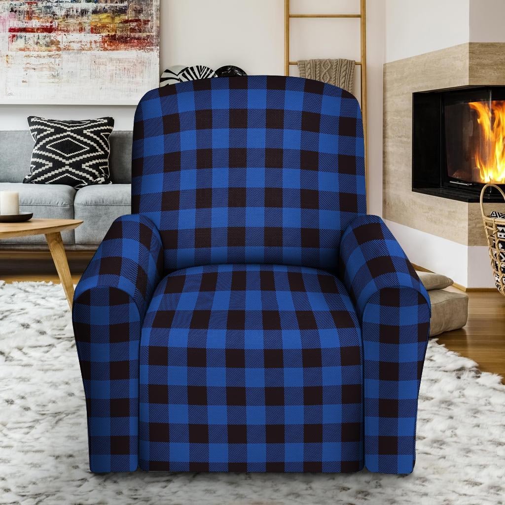 Blue Plaid Recliner Cover-grizzshop