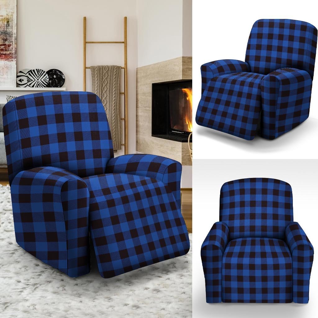 Blue Plaid Recliner Cover-grizzshop