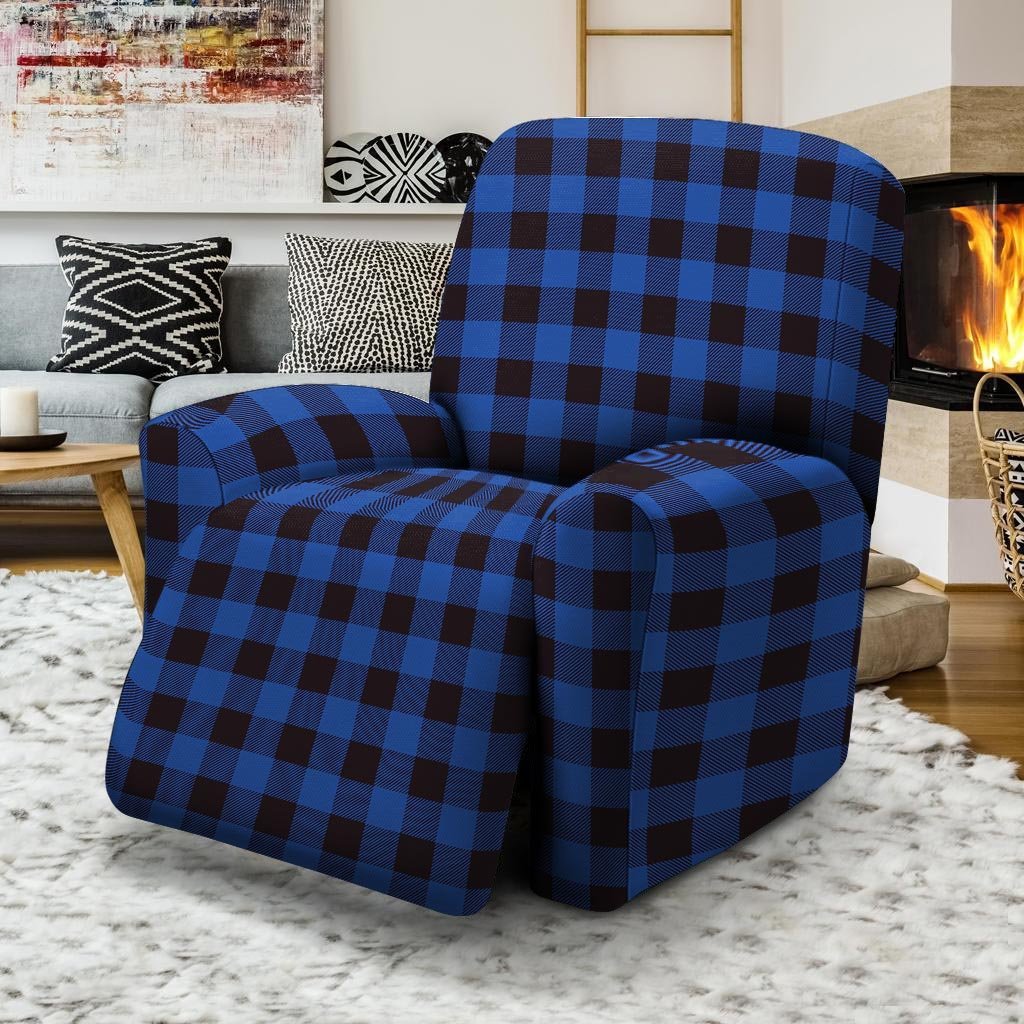 Blue Plaid Recliner Cover-grizzshop