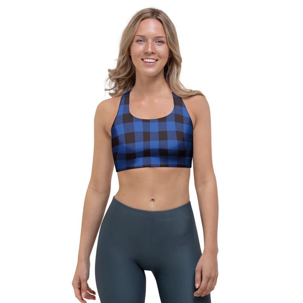 Blue Plaid Sports Bra-grizzshop