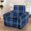 Blue Plaid Tartan Armchair Cover-grizzshop