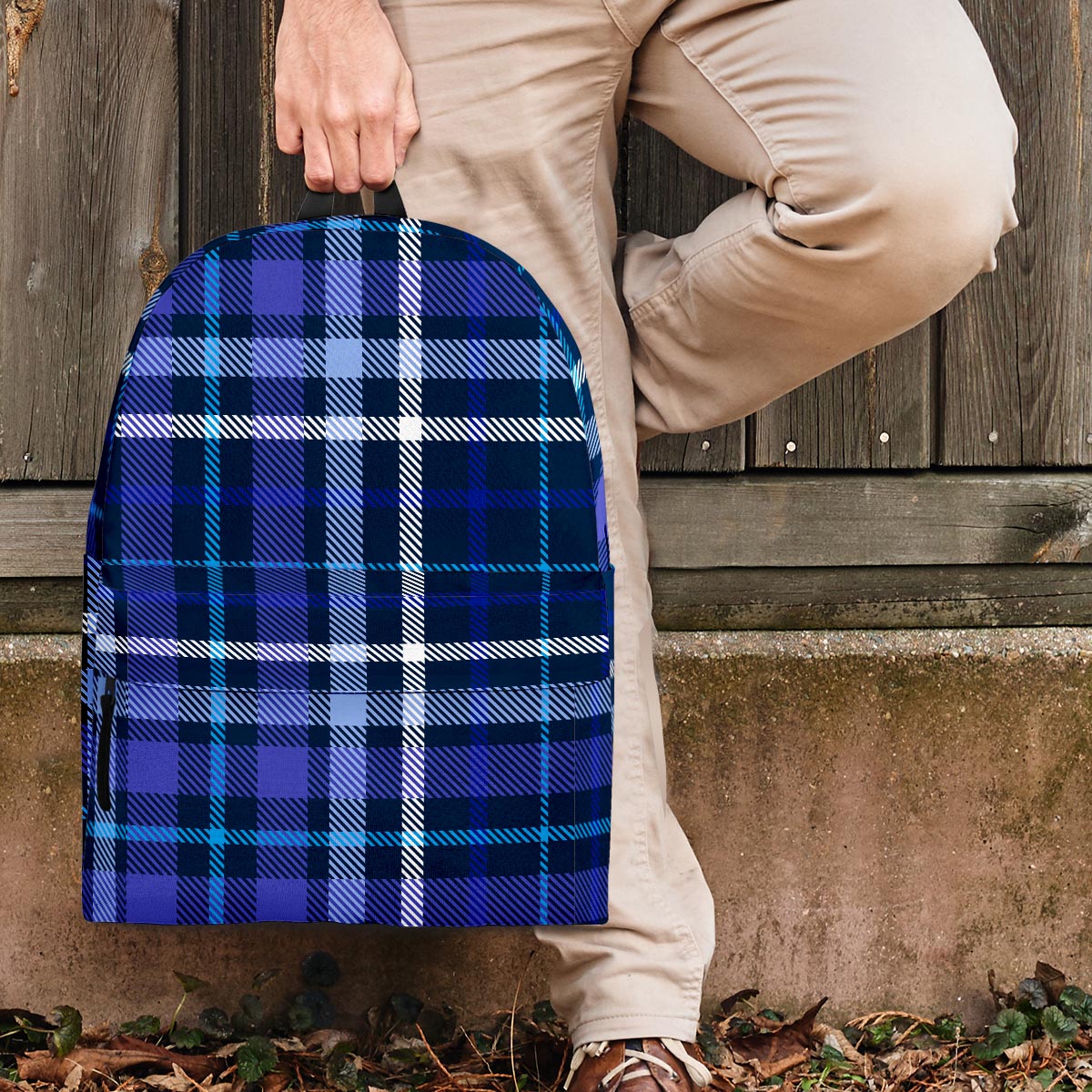 Blue Plaid Tartan Backpack-grizzshop