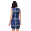 Blue Plaid Tartan Bodycon Dress-grizzshop