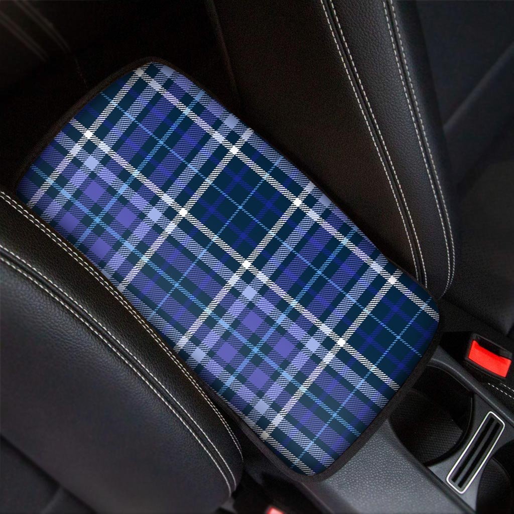 Blue Plaid Tartan Car Console Cover-grizzshop