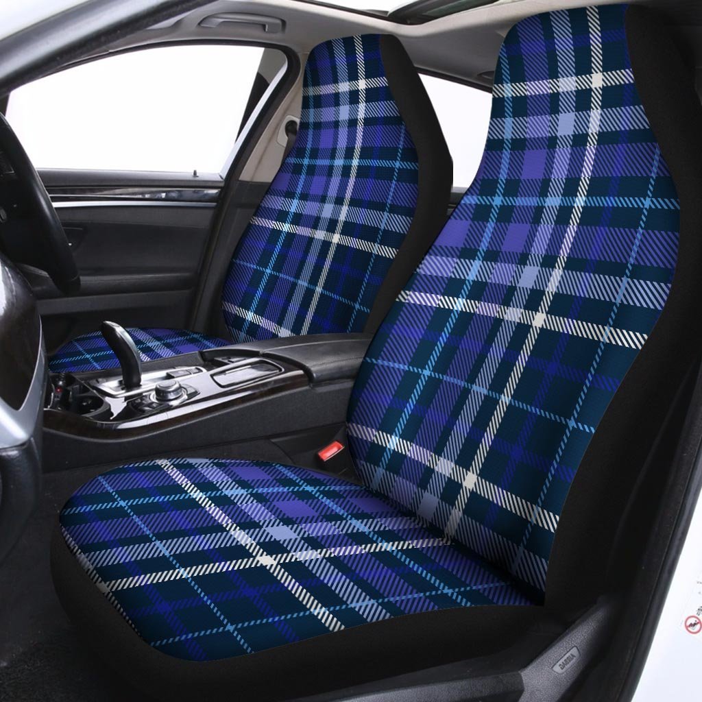 Blue Plaid Tartan Car Seat Covers-grizzshop