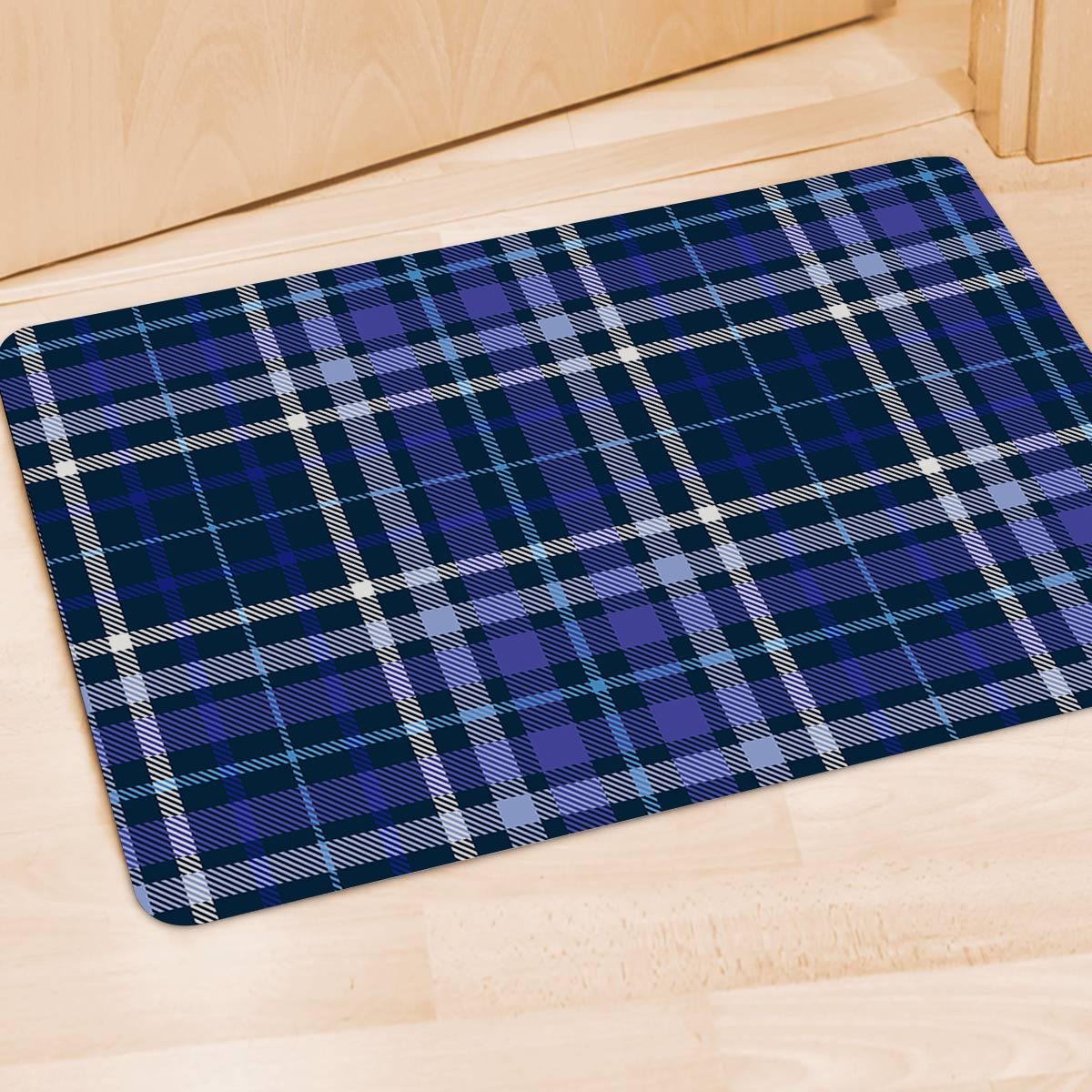 Blue Plaid Tartan Door Mat-grizzshop