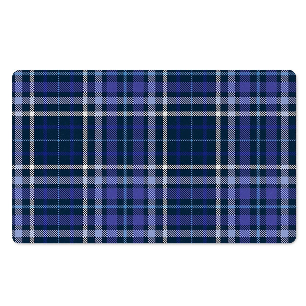 Blue Plaid Tartan Door Mat-grizzshop