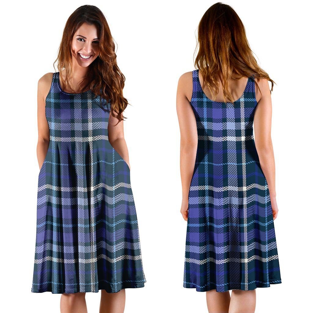 Blue Plaid Tartan Dress-grizzshop