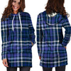 Blue Plaid Tartan Hoodie Dress-grizzshop