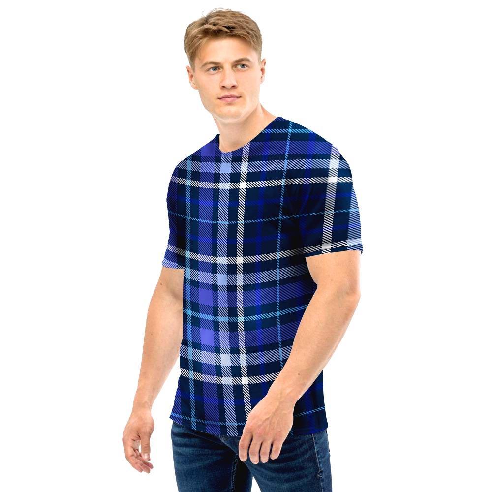 Blue Plaid Tartan Men T Shirt-grizzshop