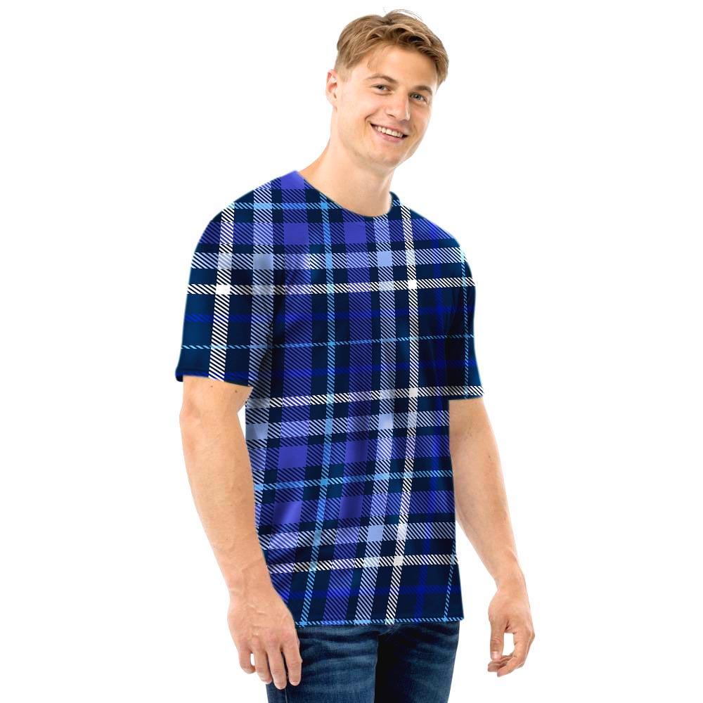 Blue Plaid Tartan Men T Shirt-grizzshop