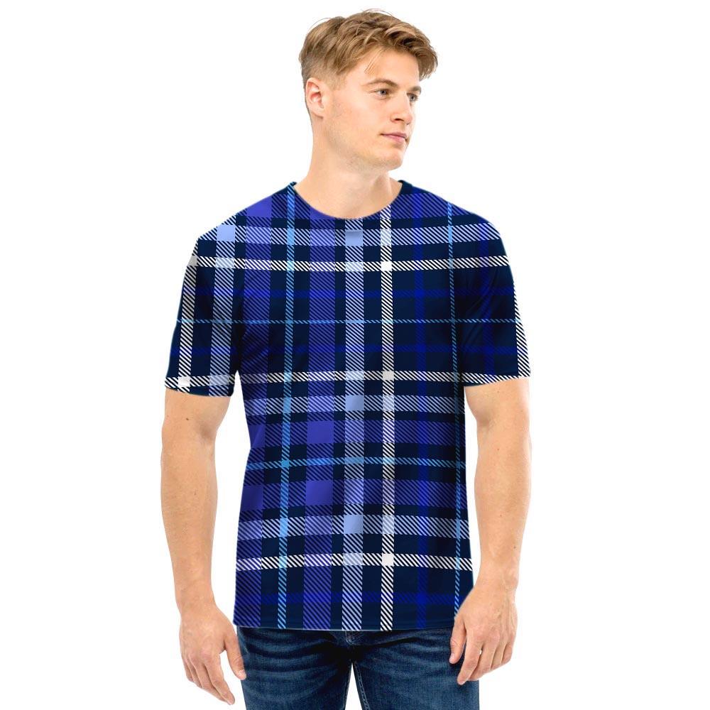 Blue Plaid Tartan Men T Shirt-grizzshop