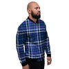 Blue Plaid Tartan Men's Bomber Jacket-grizzshop