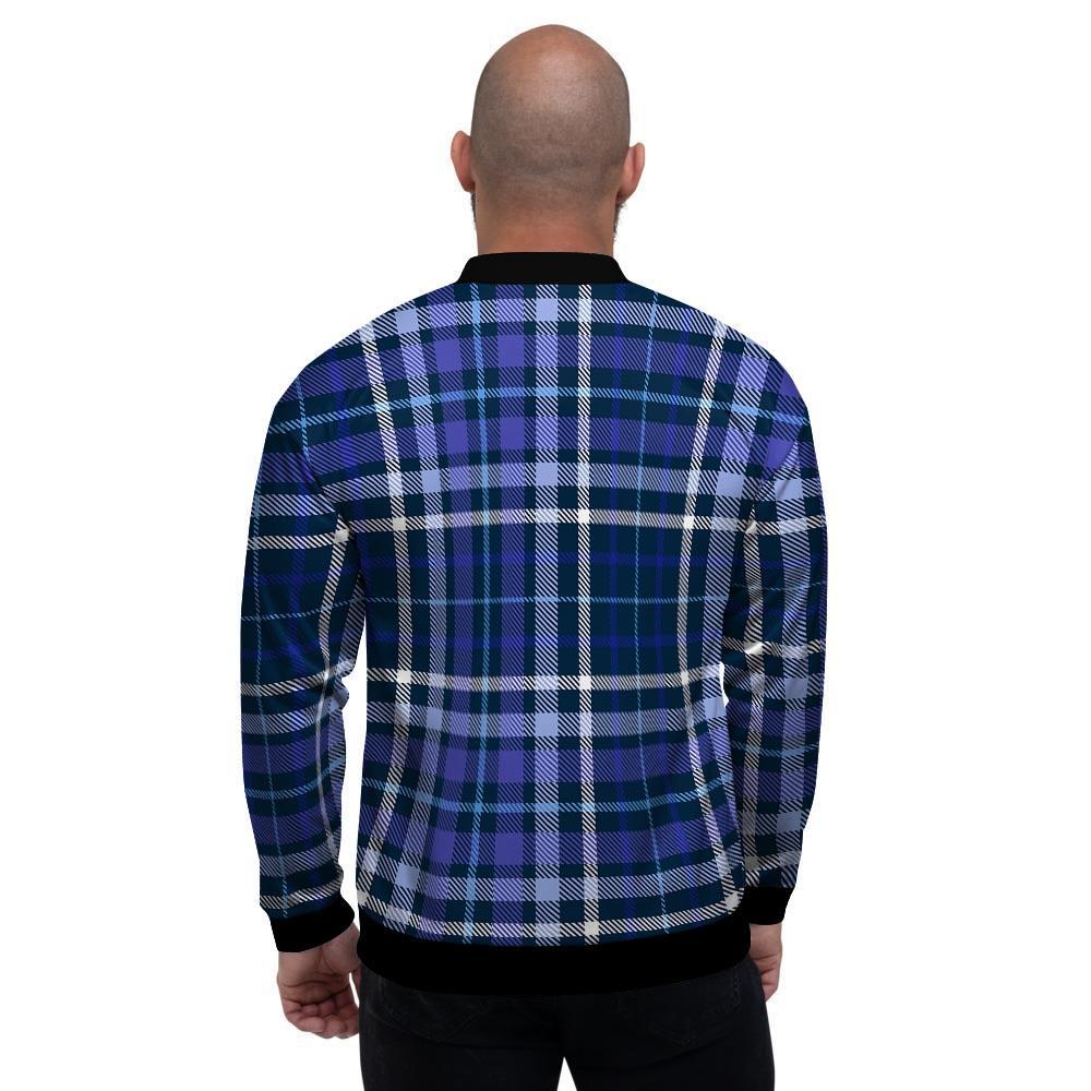 Blue Plaid Tartan Men's Bomber Jacket-grizzshop