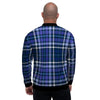 Blue Plaid Tartan Men's Bomber Jacket-grizzshop