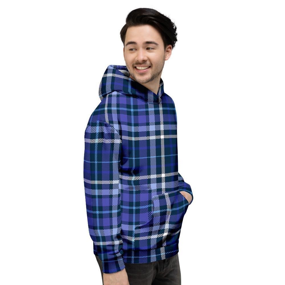 Blue Plaid Tartan Men's Hoodie-grizzshop