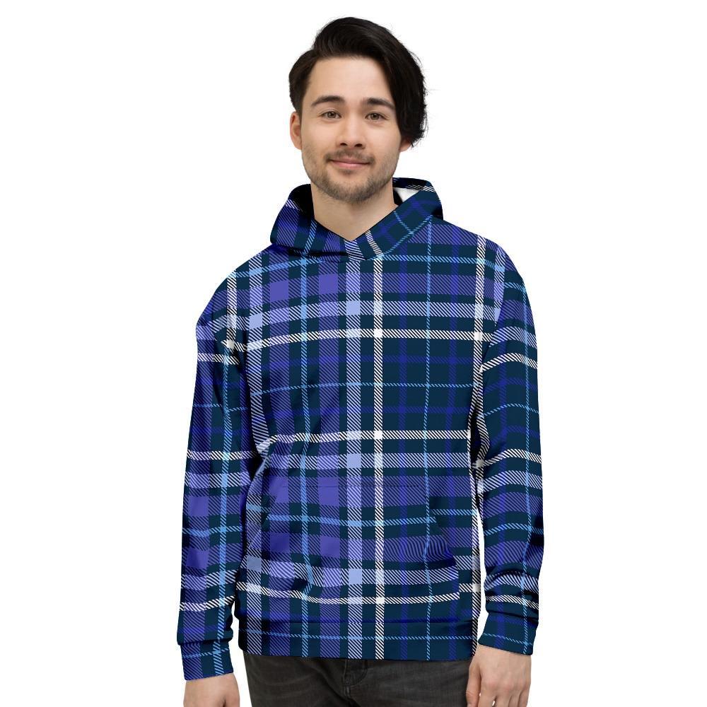 Blue Plaid Tartan Men's Hoodie-grizzshop