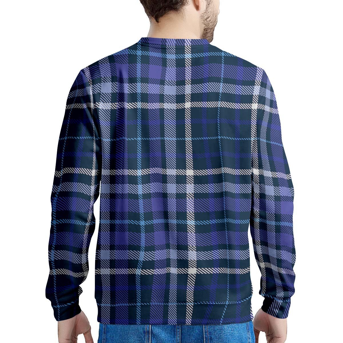 Blue Plaid Tartan Men's Sweatshirt-grizzshop