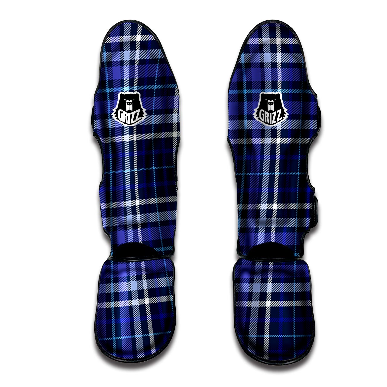 Blue Plaid Tartan Muay Thai Shin Guard-grizzshop