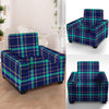 Blue Plaid Tartan Print Armchair Cover-grizzshop