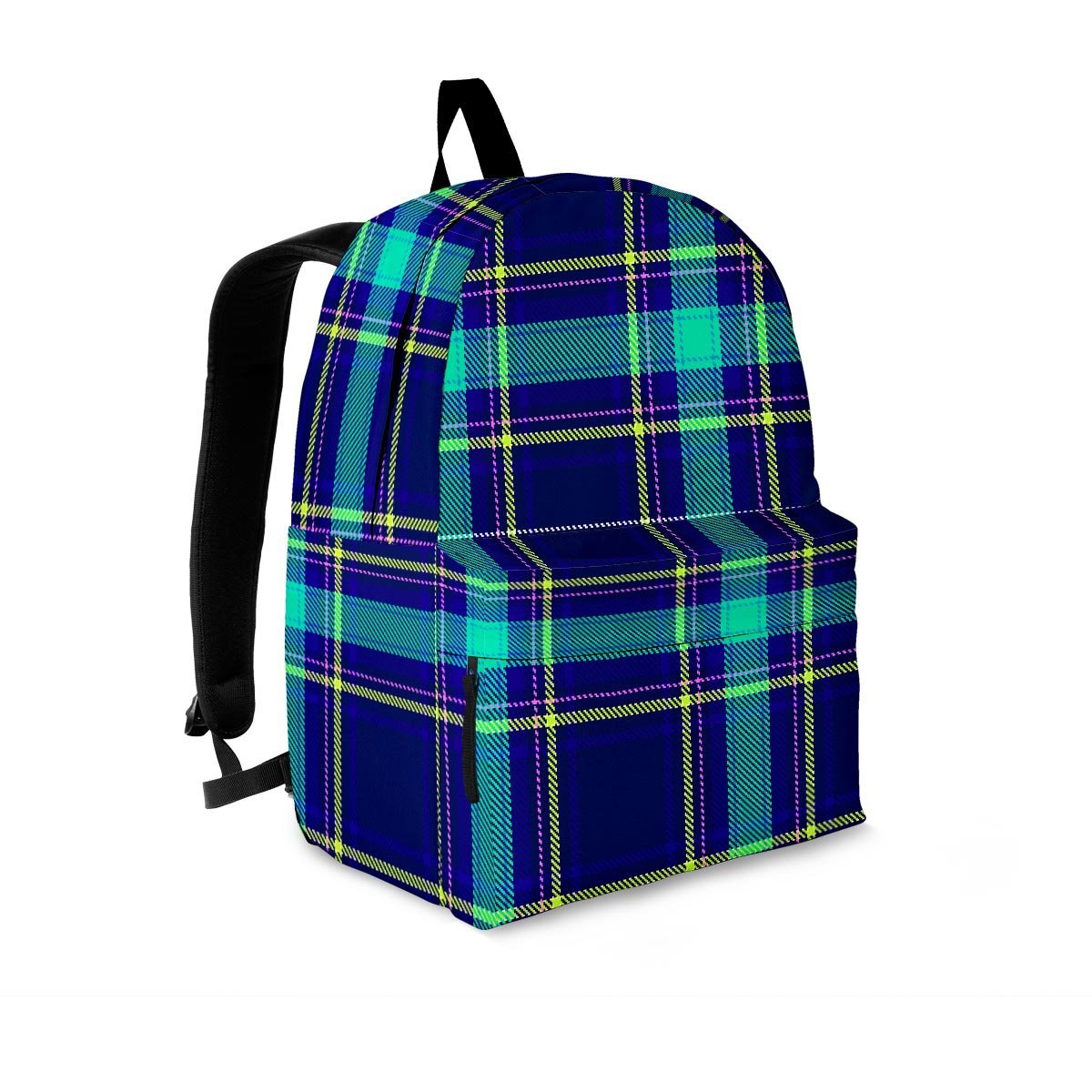 Blue Plaid Tartan Print Backpack-grizzshop