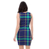 Blue Plaid Tartan Print Bodycon Dress-grizzshop