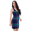 Blue Plaid Tartan Print Bodycon Dress-grizzshop