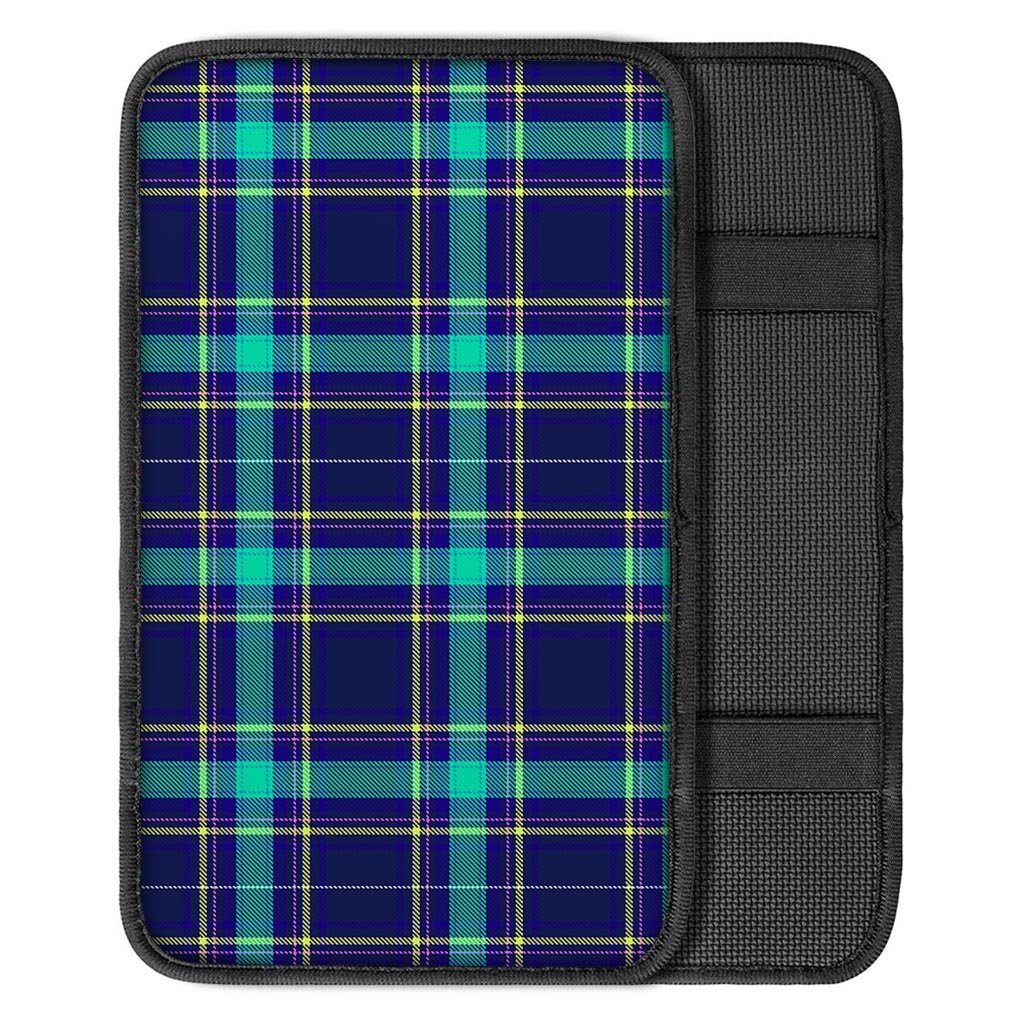 Blue Plaid Tartan Print Car Console Cover-grizzshop