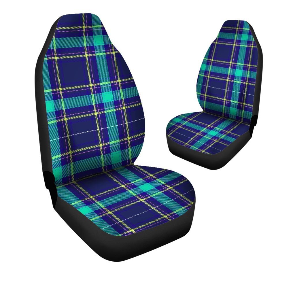 Blue Plaid Tartan Print Car Seat Covers-grizzshop