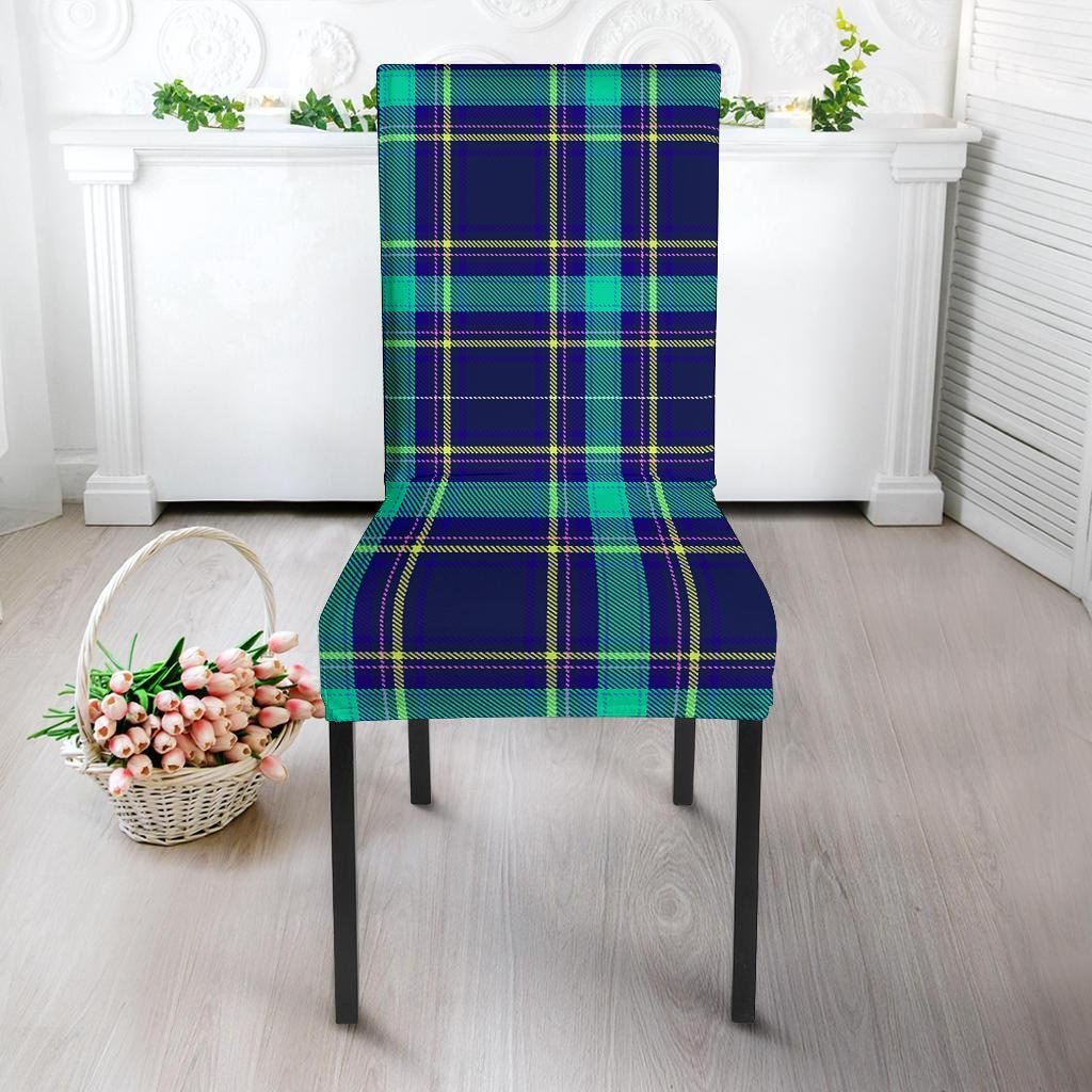 Blue Plaid Tartan Print Chair Cover-grizzshop