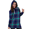 Blue Plaid Tartan Print Hoodie Dress-grizzshop