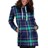 Blue Plaid Tartan Print Hoodie Dress-grizzshop