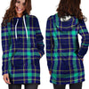 Blue Plaid Tartan Print Hoodie Dress-grizzshop