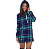 Blue Plaid Tartan Print Hoodie Dress-grizzshop