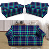 Blue Plaid Tartan Print Loveseat Cover-grizzshop