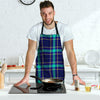 Blue Plaid Tartan Print Men's Apron-grizzshop