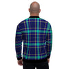 Blue Plaid Tartan Print Men's Bomber Jacket-grizzshop