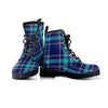 Blue Plaid Tartan Print Men's Boots-grizzshop