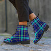 Blue Plaid Tartan Print Men's Boots-grizzshop