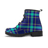 Blue Plaid Tartan Print Men's Boots-grizzshop