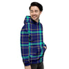 Blue Plaid Tartan Print Men's Hoodie-grizzshop