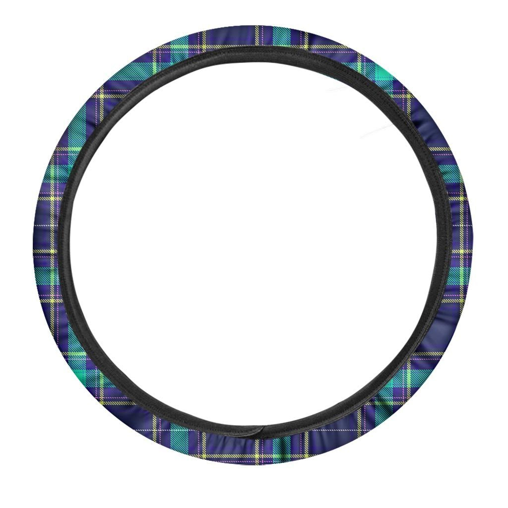 Blue Plaid Tartan Print Steering Wheel Cover-grizzshop