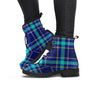 Blue Plaid Tartan Print Women's Boots-grizzshop