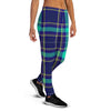 Blue Plaid Tartan Print Women's Joggers-grizzshop