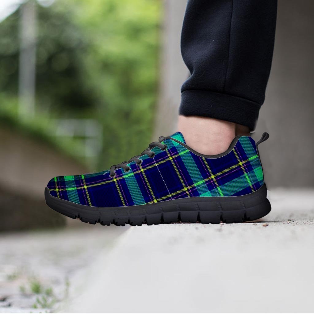 Blue Plaid Tartan Print Women's Sneakers-grizzshop